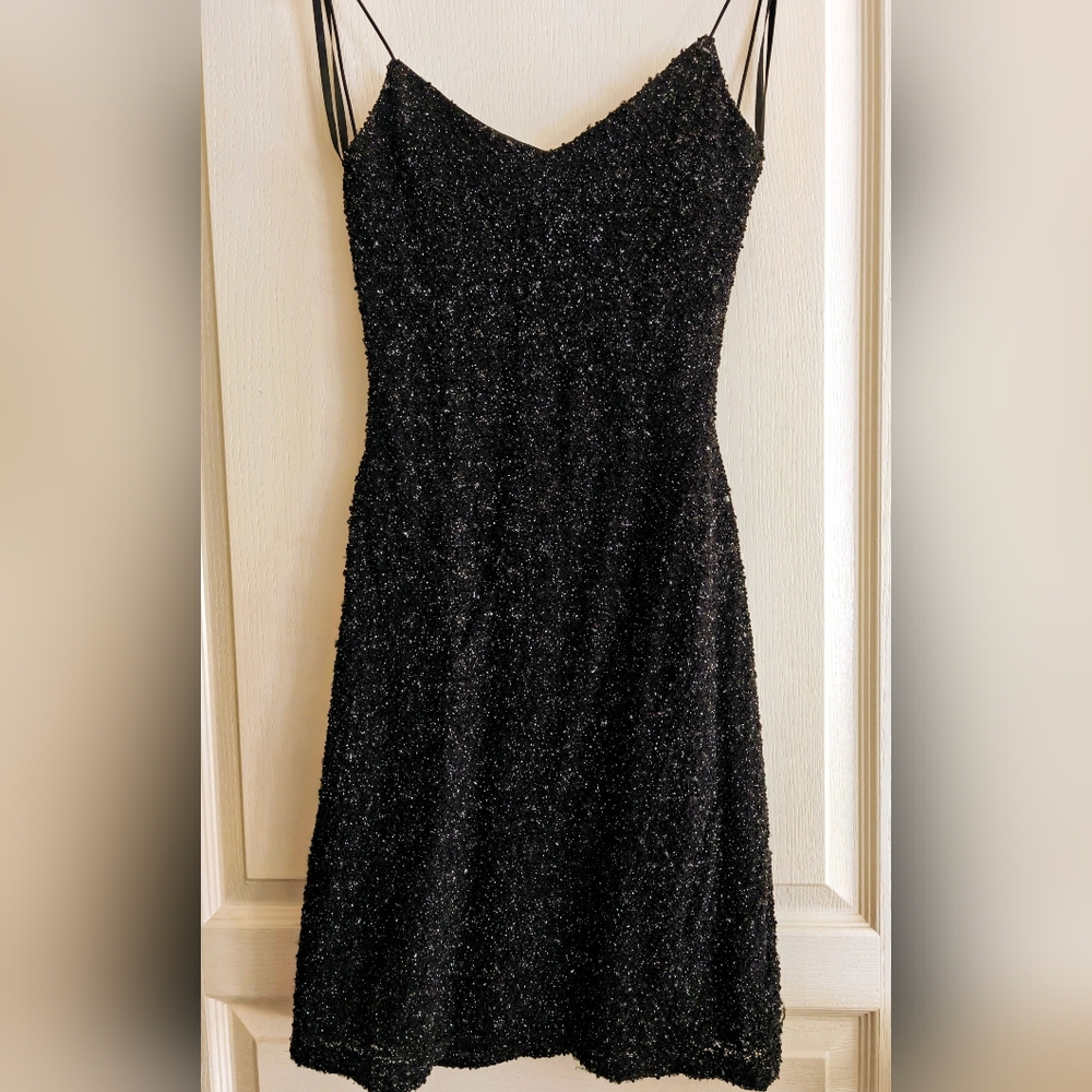 City Triangles Black Strapless Glitter Dress